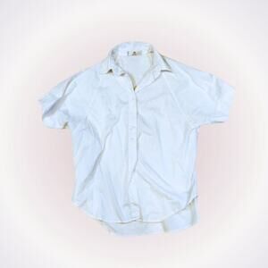 Natori White Cotton Button Front Collared Shirt | Sz S